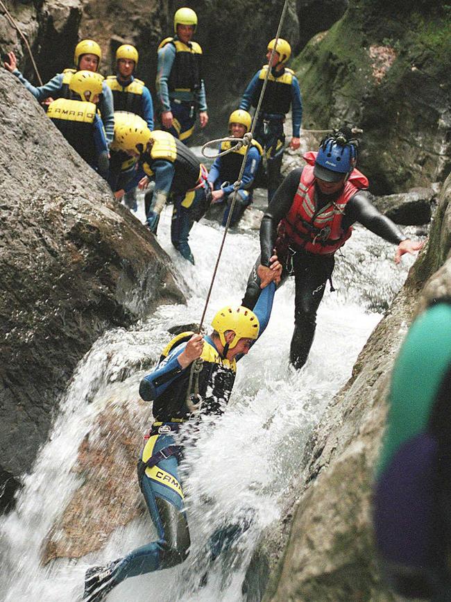 Canyoning is a popular activity in Switzerland and involves jumping or abseiling into whitewater and bodysurfing. File photo