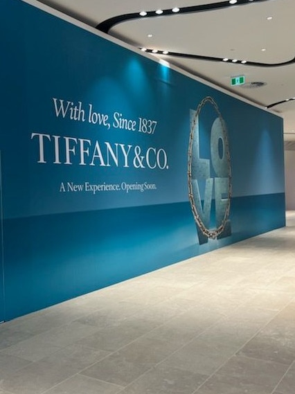 Signage spotted at Burnside Village for new Tiffany store. Picture: Anna Vlach
