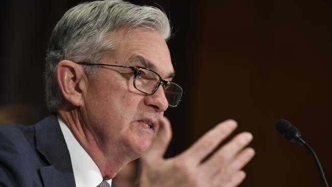 Federal Reserve Chairman Jerome Powell testifies before the Senate Banking Committee on Capitol Hill in Washington. Picture: AP