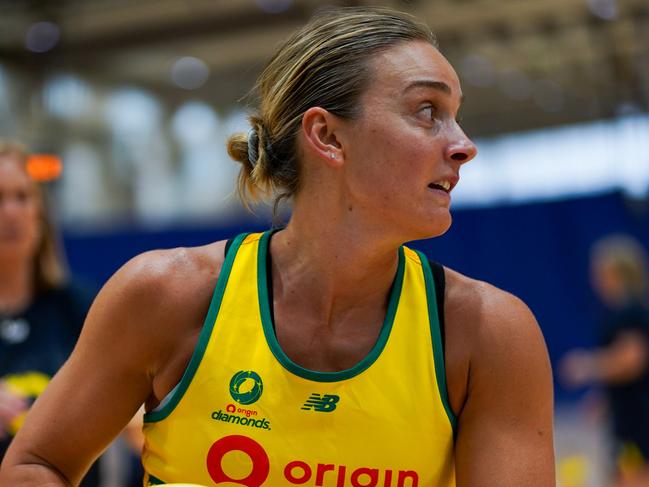 Diamonds captain Liz Watson in action at the Australian netball team's camp at the Australian Institute of Sport in Canberra. Photo: Lauren Morgan, Netball Australia