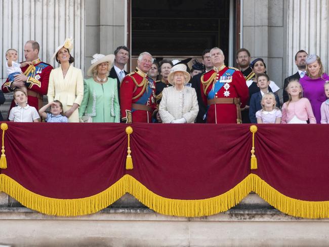 The royal family on the balcony of Buckingham Palace during Trooping the Colour in 2019. Picture: Getty Images