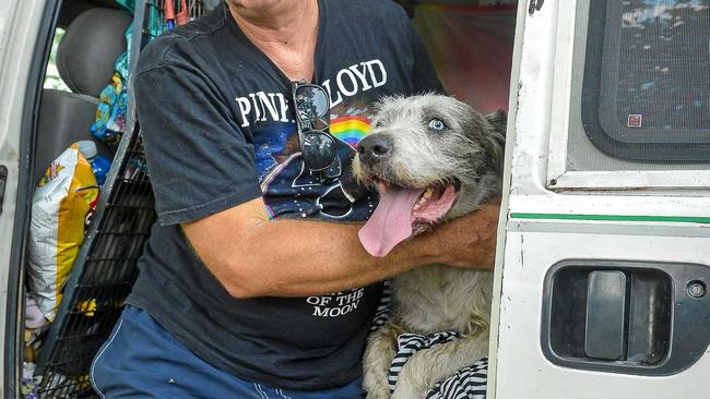 Scott Collins was reuinted with pet dog Percy, 6 after evacuating their home in Deepwater National Park last Sunday. A week on, they've been told they've lost everything.