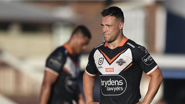 Luke Brooks of the Tigers looks dejected. Photo by Ian Hitchcock/Getty Images