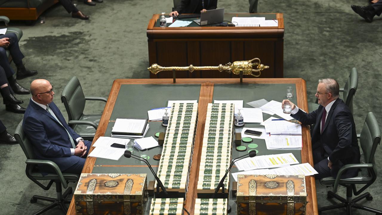 Mr Albanese and Mr Dutton traded barbs during question time. Picture: NCA NewsWire / Martin Ollman