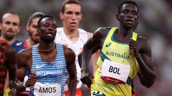 TOKYO, JAPAN - AUGUST 04:  Peter Bol of Team Australia competes in the Men's 800m Final on day twelve of the Tokyo 2020 Olympic Games at Olympic Stadium on August 04, 2021 in Tokyo, Japan. (Photo by Ryan Pierse/Getty Images)