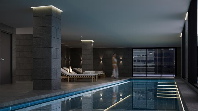 Artist’s impression of the pool area at the Vibe Hotel Hobart.