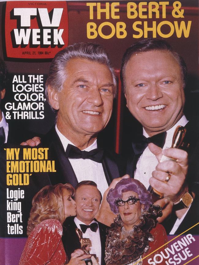 TV Week Magazine Cover Logie Awards April 21 1984 Bert Newton &amp; Bob Hawke.