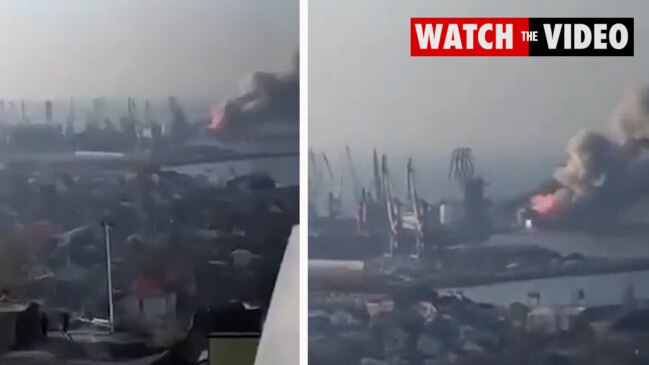 Large fire at the port of Berdyansk in southern Ukraine