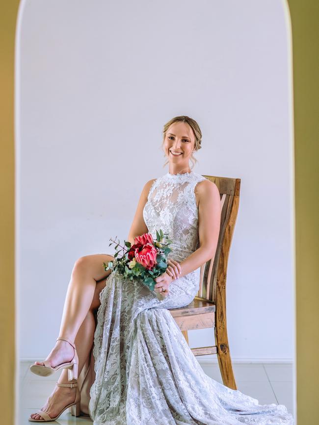 Blushing bride: Chloe Rees (Saunders) on her special day, PHOTOGRAPHY: Willidea Photography