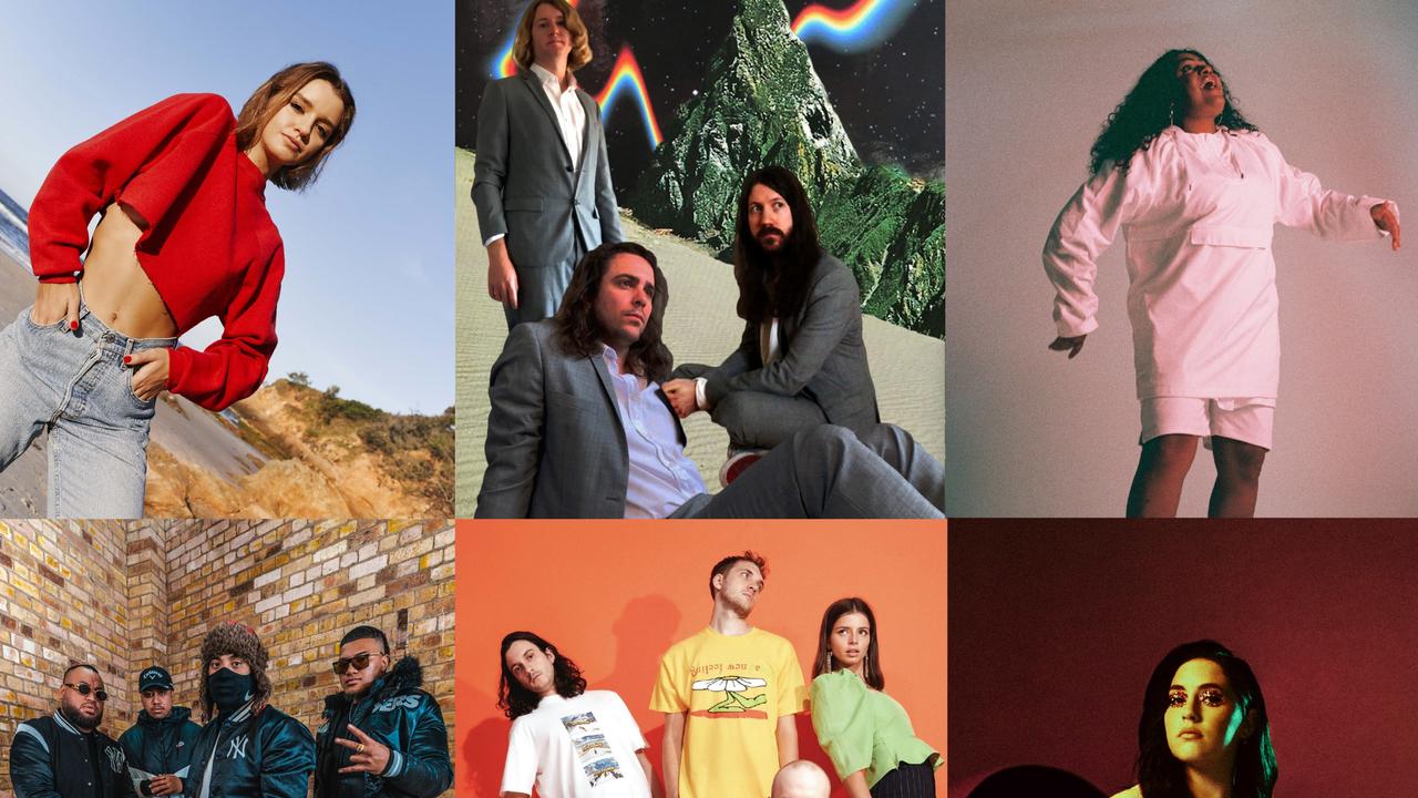 QUEENSLAND MUSIC: Several of this years Queensland Music Award nominees (top left to right) Eves Karydas, DZ Deathrays, Miiesha (bottom left to right) No Money Enterprise, The Jungle Giants, Tia Gostelow. Picture: Contributed