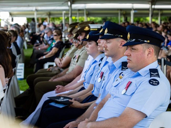 Hundreds gathered to commemorate the 83rd anniversary of the Bombing of Darwin at a ceremony at the Darwin Cenotaph on February 19, 2025. Picture: Pema Tamang Pakhrin