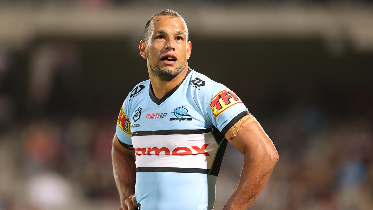 SYDNEY, AUSTRALIA - MAY 21: Will Chambers of the Sharks looks on during the round 11 NRL match between the Cronulla Sharks and the St George Illawarra Dragons at Netstrata Jubilee Stadium on May 21, 2021, in Sydney, Australia. (Photo by Mark Kolbe/Getty Images)