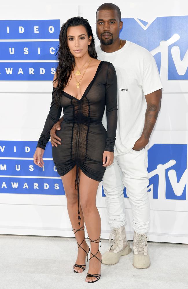 Kim Kardashian and Kanye West pictured in happier times at the 2016 MTV Video Music Awards. Picture: Jamie McCarthy/Getty Images