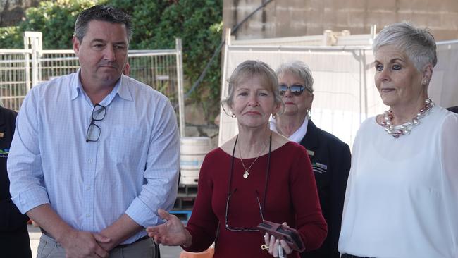 Federal Cowper MP Pat Conaghan, Nambucca Valley Mayor Rhonda Hoban and RSL club CEO Wendy Mills at this morning’s announcement. Picture Chris Knight