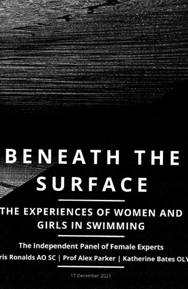 The report into the treatment of women and girls in swimming.