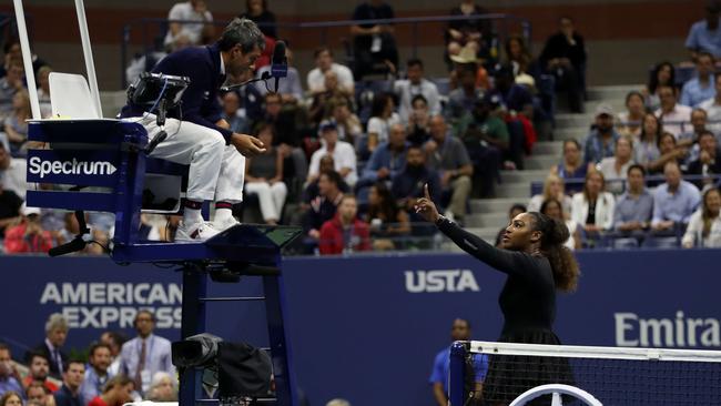 Serena Williams unleashed an extraoridnary tirade on chair umpire Carlos Ramos. Picture: AFP