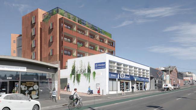 Artist's impression of a St Vincent de Paul Society social housing building on Argyle St. Image: Maguire + Devine Architects.