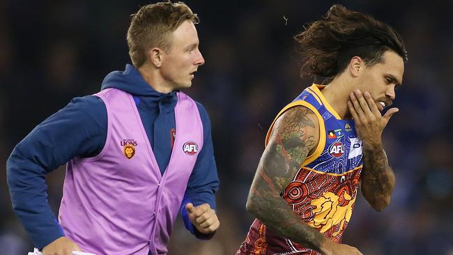 Allen Christensen was out of the game early against North Melbourne. Picture: Michael Klein