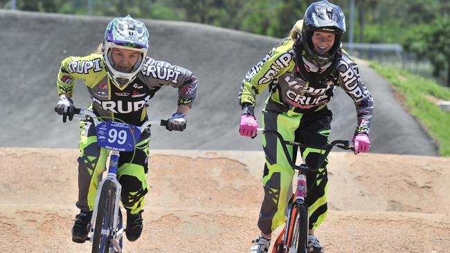 (L-R) Jess McCormack (15) from Narellan Vale and Ashlee Osborne (14) from Mt Annan were 1st and 2nd in the Victorian BMX State titles.