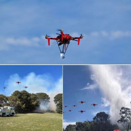 Fighting fires one coffee cup full of water at a time. Picture: CFS