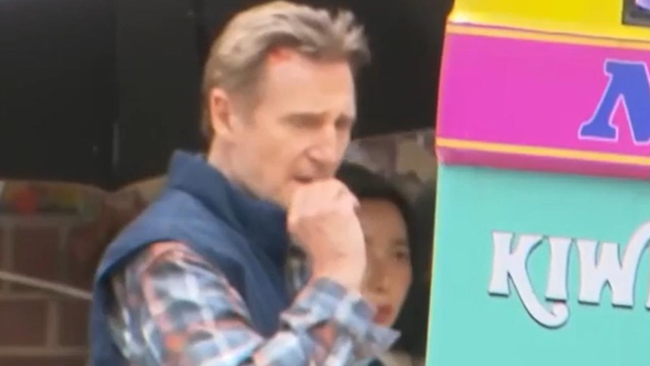 Liam Neeson has been spotted filming a new movie in a tiny Aussie town. Picture from Channel 7.