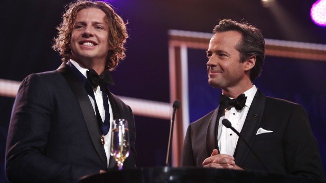 Nat Fyfe after winning the 2019 Brownlow Medal. Picture: Getty Images 