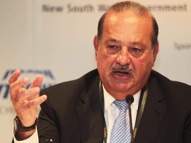 Mexican telco tycoon Carlos Slim Helu at the Forbes Global CEO Conference in Sydney where he received the Malcolm S Forbes Lifetime Achievement Award. Picture: NewsCorp