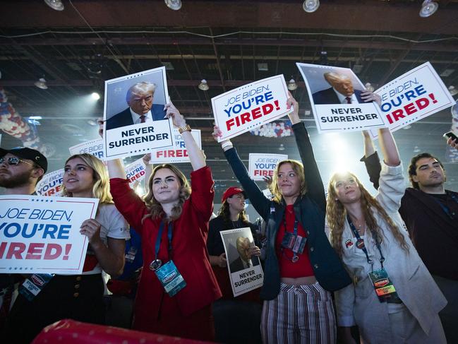 Supporters of Donald Trump attend the Turning Point Action rally. Picture: AFP