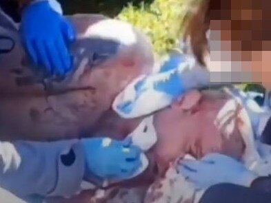 The bloody aftermath of a stabbing attack on Preston inside Barwon Prison. Picture: YouTube