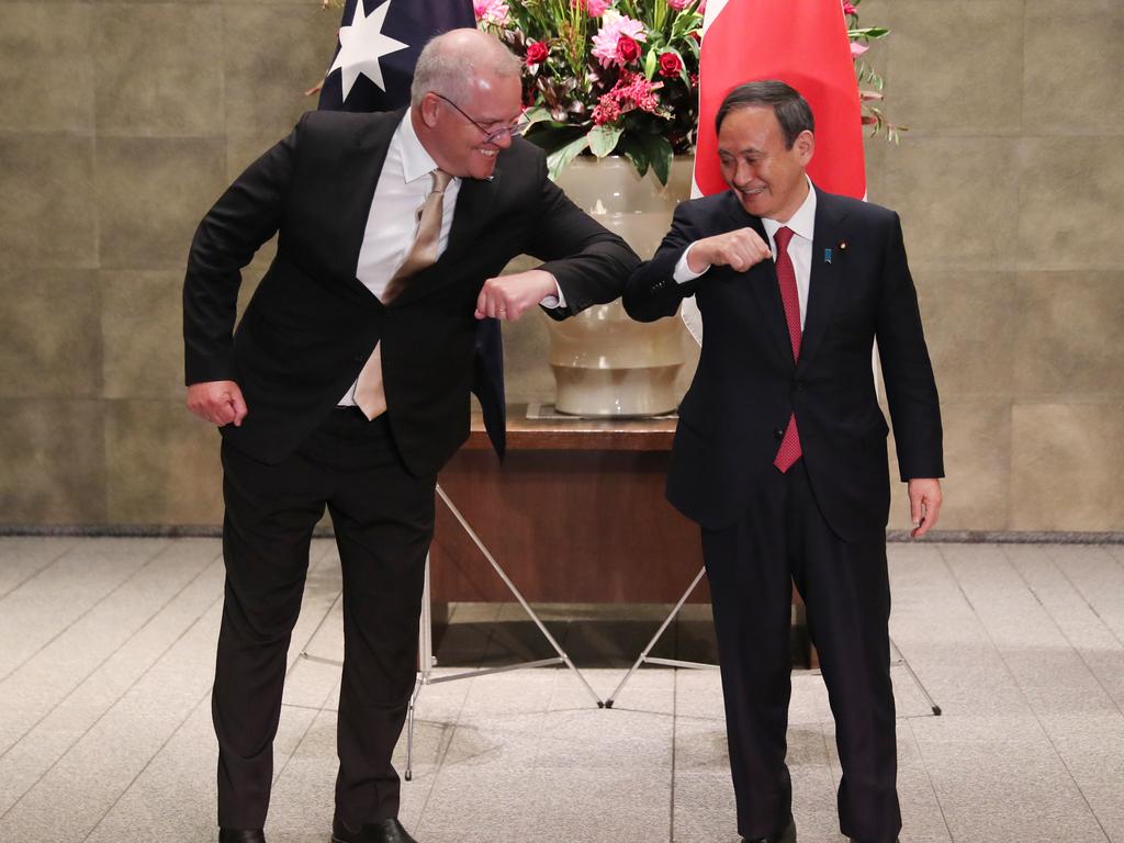 Prime Minister Scott Morrison officially meets Prime Minister of Japan Hon. Yoshihide Suga in Tokyo. Picture: Adam Taylor