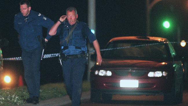 Police at scene where police officers Sergeant Silk and Senior Constable Miller were shot dead.