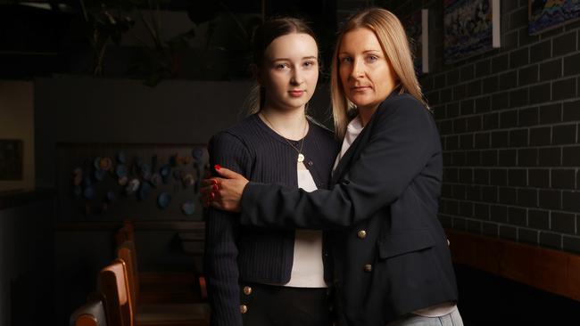 Ayva Munday 15 with mum Aleyce Munday.   Ayva has experienced extreme levels of bullying at several schools. Picture: Nikki Davis-Jones