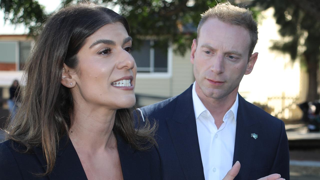 Dunstan Liberal candidate Anna Finizio with Opposition Leader, David Speirs. Picture Dean Martin