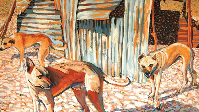 Detail from Camp Dogs, by Rodd Moss (1991), from the cover of Barry Hill's book.