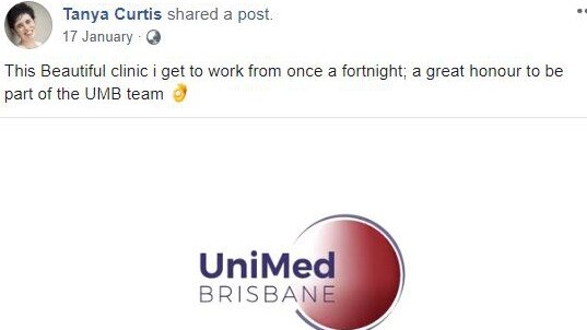 Tanya Curtis works out of the Brisbane UniMed offices regularly. 