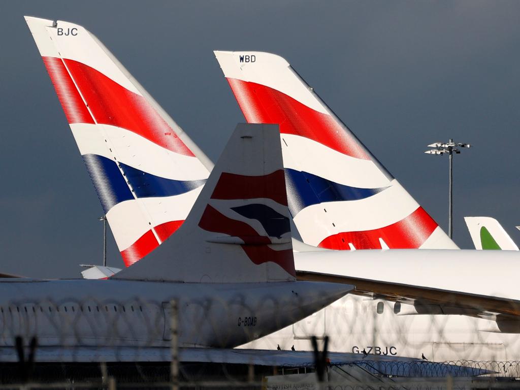 British Airways aircraft at Terminal 5 of London Heathrow Airport. Fully vaccinated British residents can travel to the US. Picture: AFP