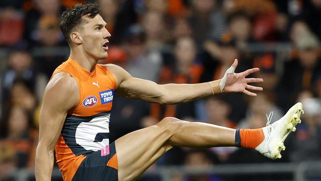 Giants Isaac Cumming  misses easy goal during the AFL Semi Final match between the GWS Giants and Brisbane Lions at Engie Stadium on September 14, 2024. Photo by Phil Hillyard(Image Supplied for Editorial Use only - **NO ON SALES** - Â©Phil Hillyard )