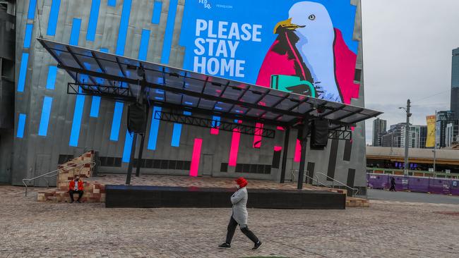 Federation Square was all but empty. Picture: Asanka Ratnayake/Getty Images