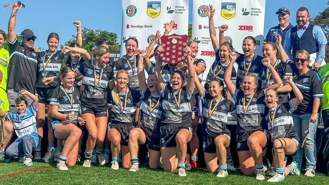 Terrigal celebrating after its thrilling league tag grand final win. Picture: Terrigal Sharks RLFC