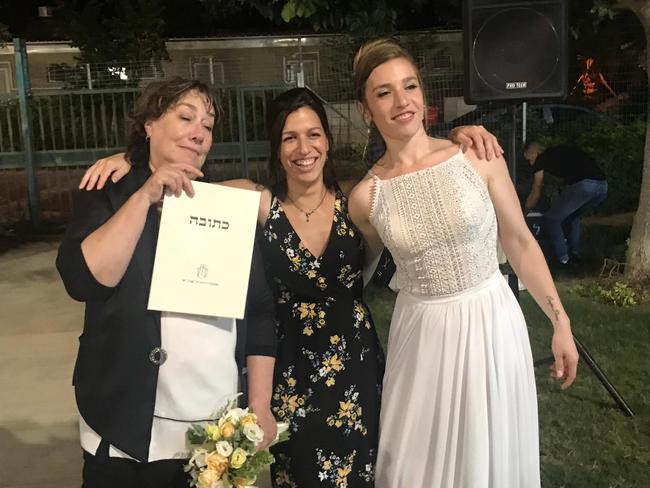 Galit with her daughter Maia (middle) and Nicole (right) on Nicole’s wedding day. Picture: supplied