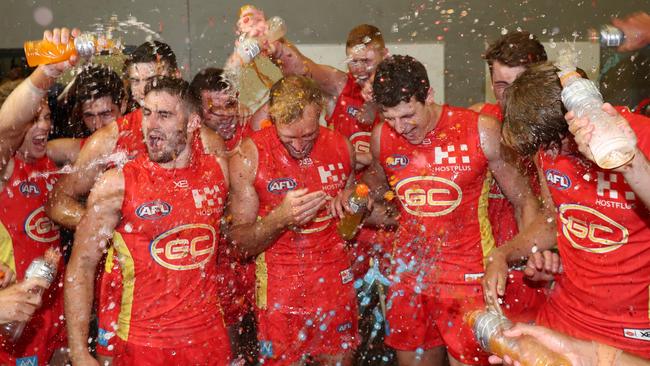 Gold Coast players don’t get to sing their song as often as most other teams, so when they do they make the most of it.