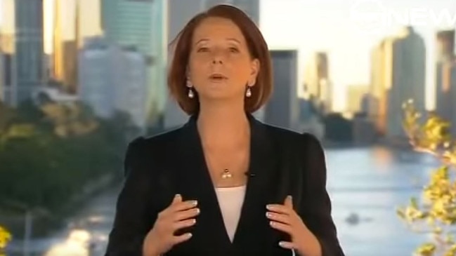 Julia Gillard in 2010 when she famously stated there “will be no carbon tax”.