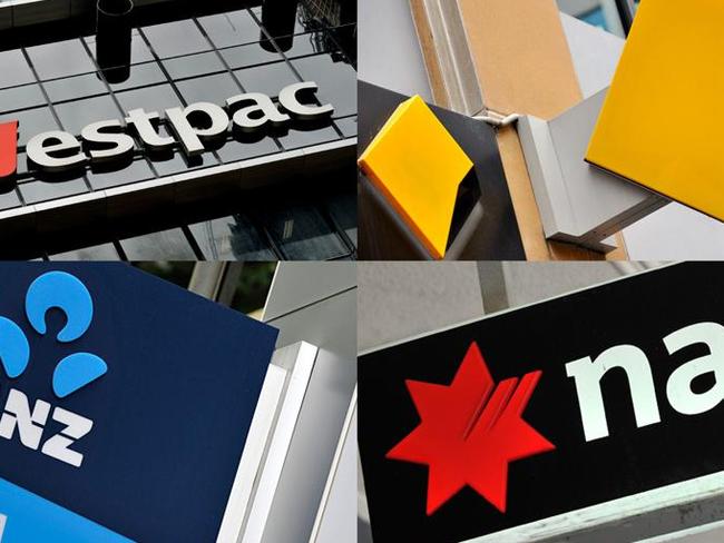 A composite image of signage of Australia's 'big four' banks ANZ, Westpac, the Commonwealth Bank (CBA) and the National Australia Bank (NAB) signage in Sydney, Friday, Oct. 23, 2015. (AAP Image/Joel Carrett) NO ARCHIVING