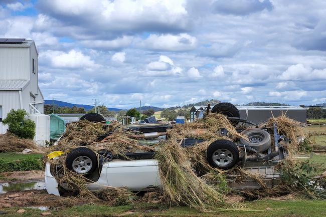 Huge storms late Sunday caused a massive flash flood in the middle of the night in Eugowra, with houses washed off their foundations, and cars and other items strewn though the town. Picture: Chris Watson/Farmpix Photography