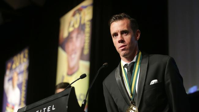 Mathew Hayman after winning the 2016 Oppy Medal at the Cycling Australia awards. 