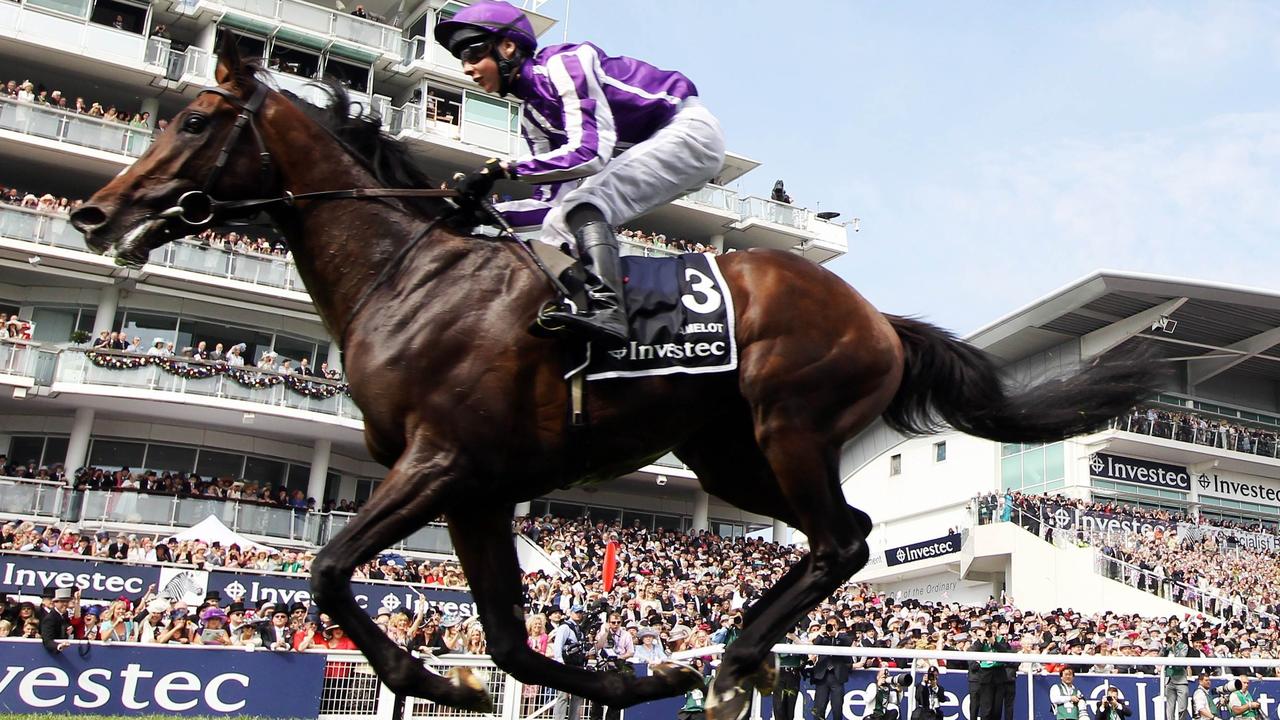 Racehorse Camelot ridden by jockey Joseph O'Brien wins the Derby race on Derby Day, the second day of the Epsom Derby horse racing festival, at Epsom in Surrey, southern England, 02/06/2012 the first official day of Britain's Queen Elizabeth II's Diamond Jubilee celebrations.