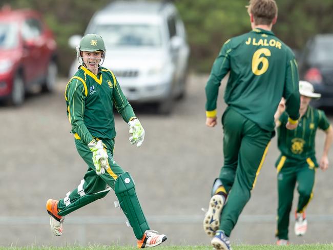 Northcote keeper Blayde Baker celebrates a sharp catch during Round 1 of the Vic Super Slam. Picture: Arj Giese