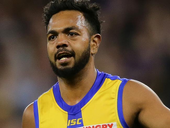 PERTH, AUSTRALIA - SEPTEMBER 05: Willie Rioli of the Eagles celebrates after scoring a goal during the AFL 1st Elimination Final match between the West Coast Eagles and the Essendon Bombers at Optus Stadium on September 05, 2019 in Perth, Australia. (Photo by Will Russell/AFL Photos via Getty Images)