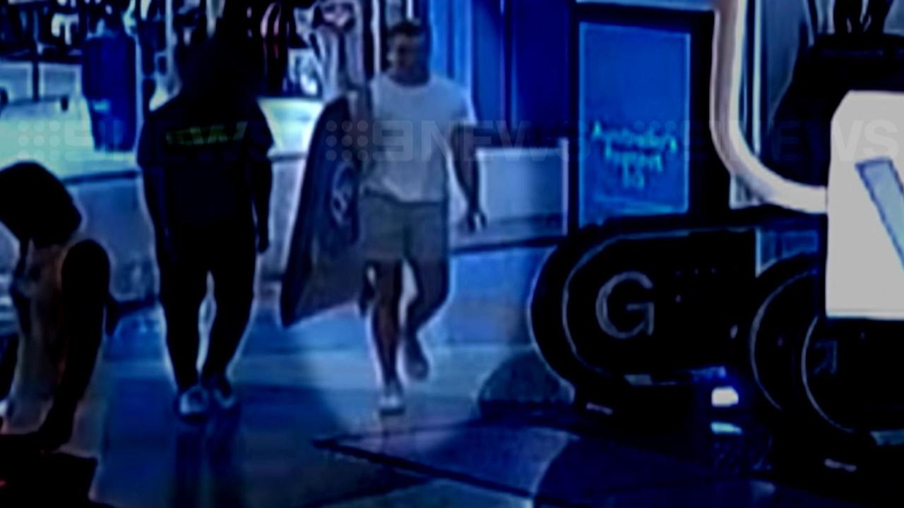 He was seen on CCTV buying surfboard bags. Picture: 9News