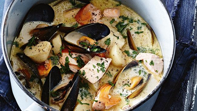 David Herbert’s fish and mussel chowder soup. Picture: David Herbert